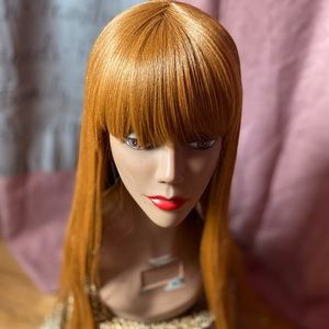 Long ginger wig with bangs
